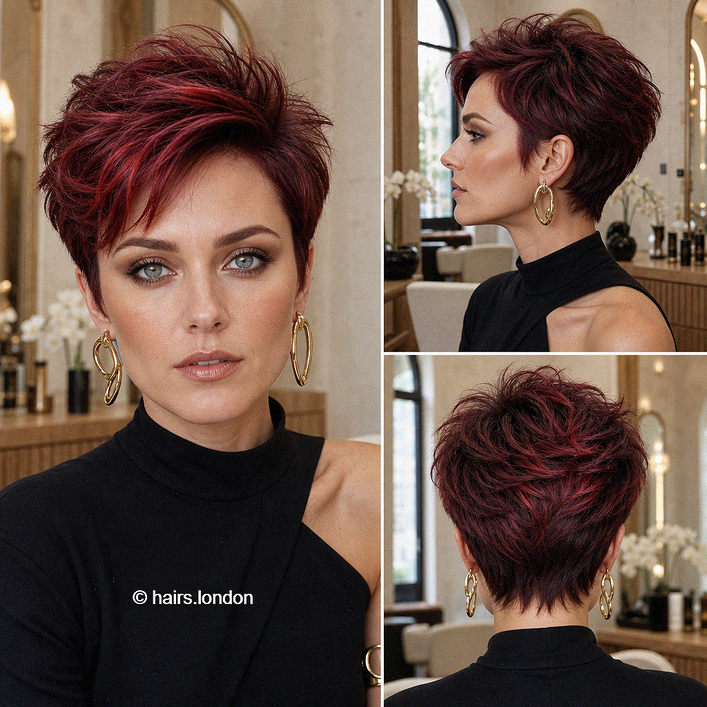 64 Pixie Cuts in Blonde, Red, Brown, Ombre, and Highlights Crimson Cherry Burgundy Hair