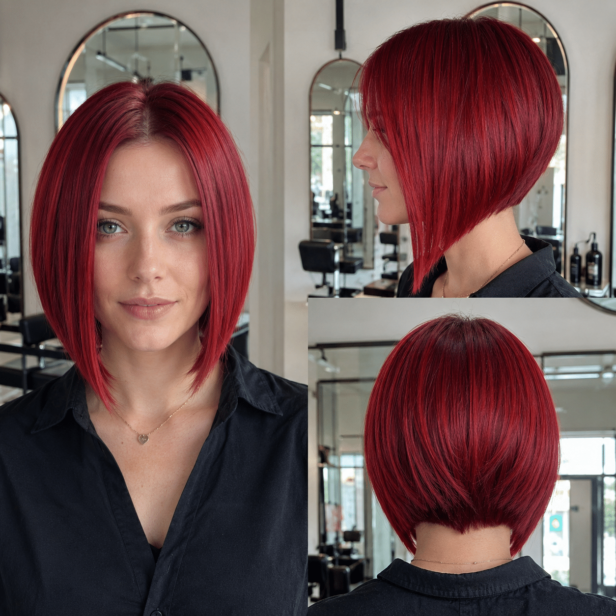 Ruby Crimson Layered Bob Hair