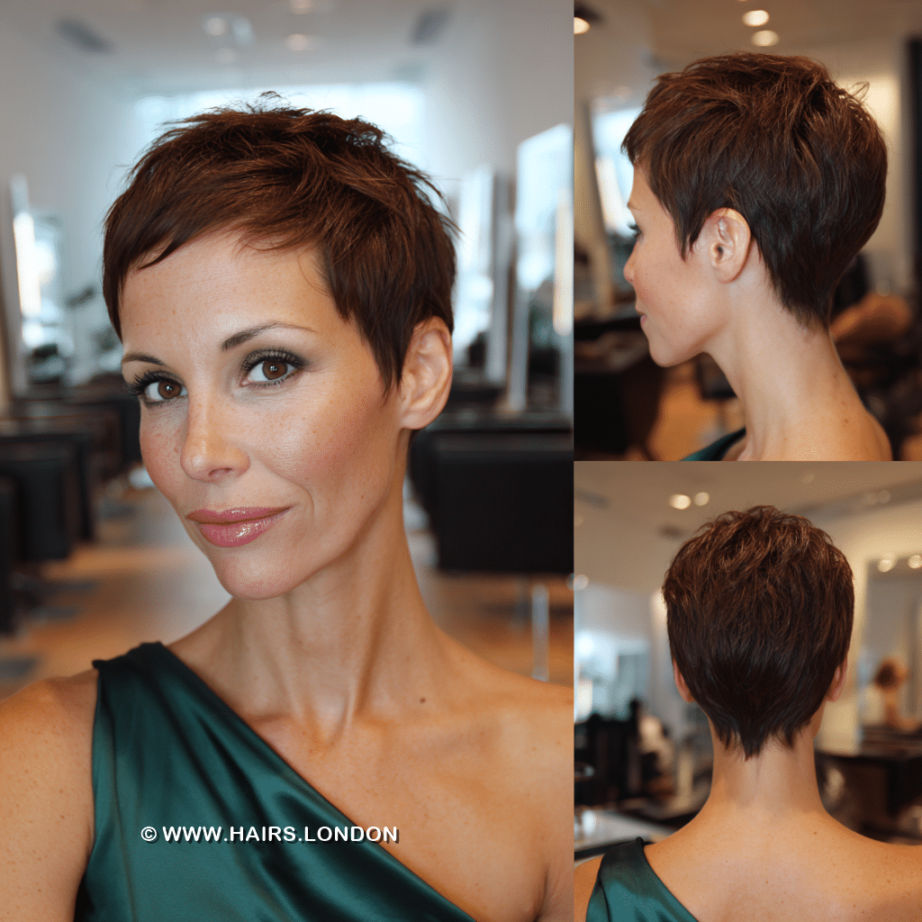 Warm Auburn Brunette Pixie Hair