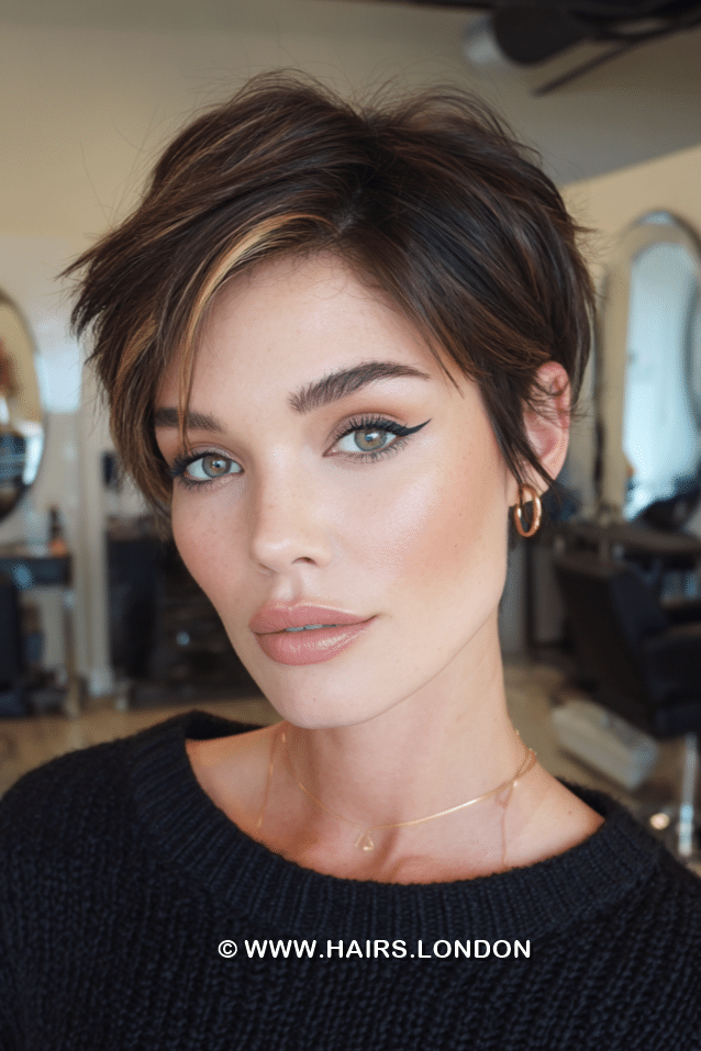 Chocolate Brown with Honey Highlights Hair