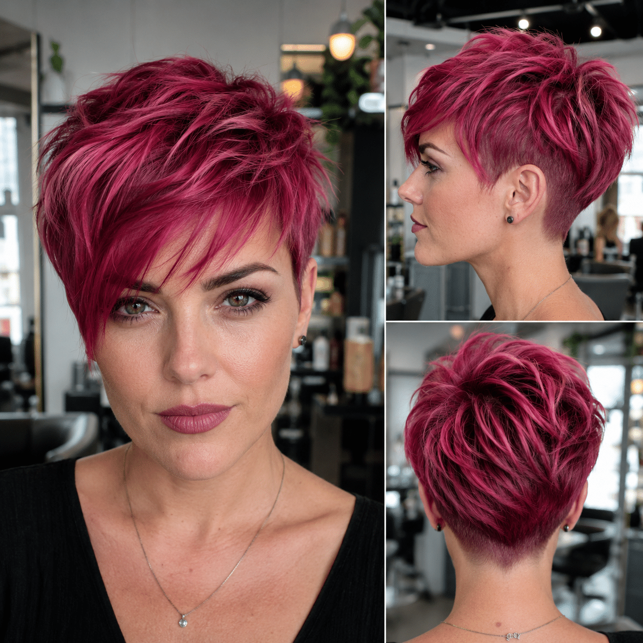 Raspberry Fuchsia Pixie Hair