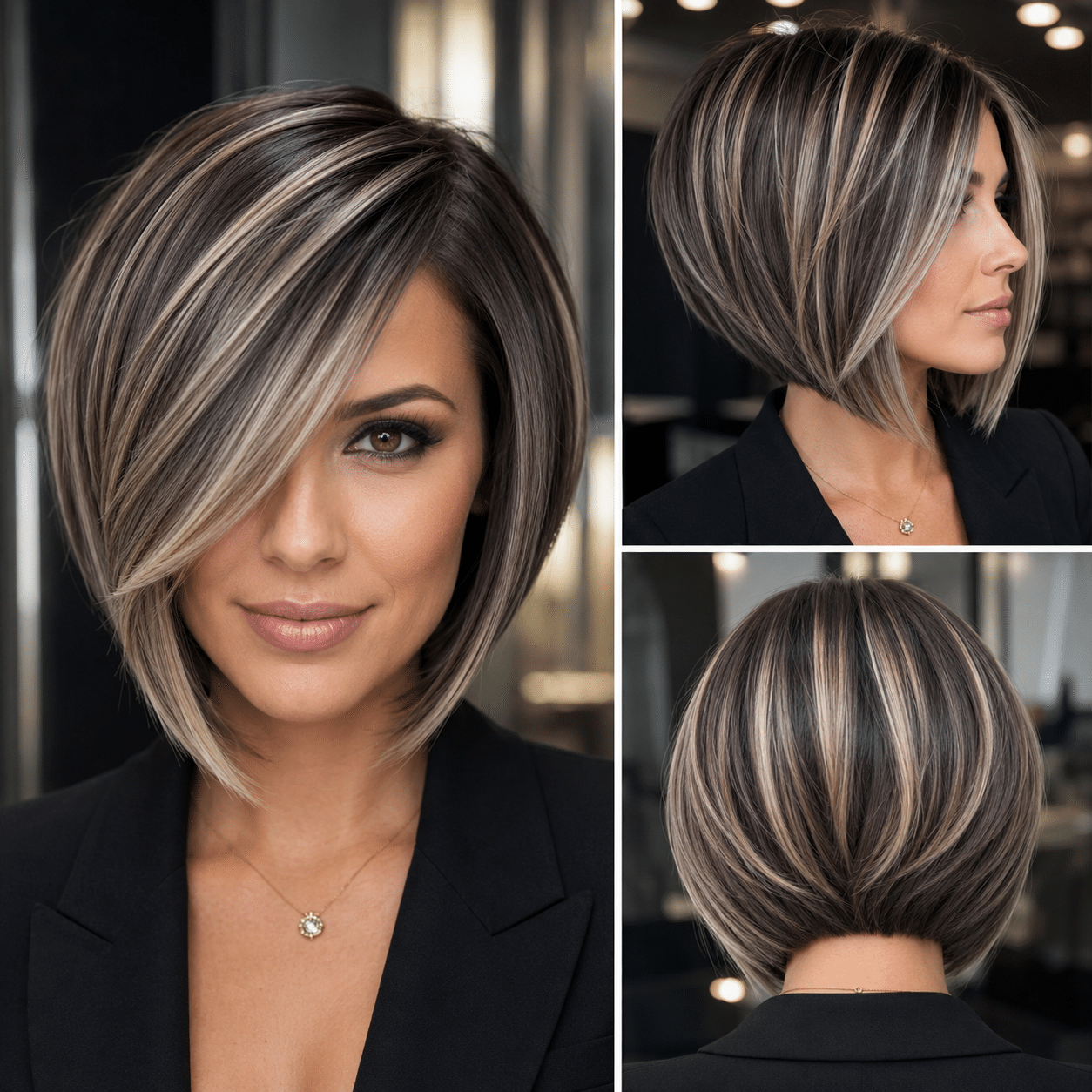 Smoky Beige Luxe A-Line Bob Hair