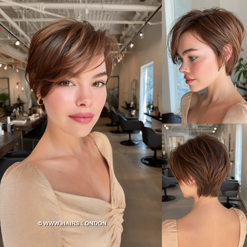 Soft Chestnut Brown Pixie Hair