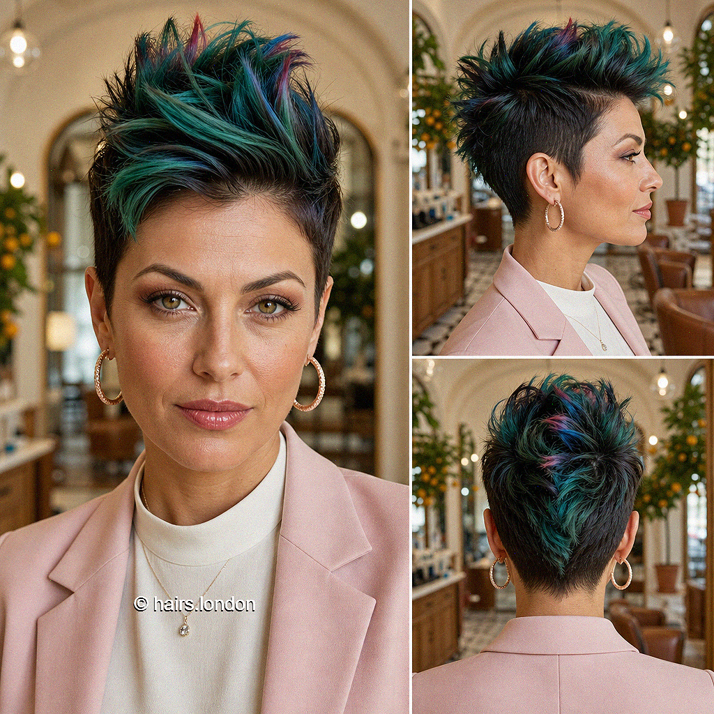 75 Stylish Pixie Haircuts for Thick Hair Midnight Emerald Teal Hair
