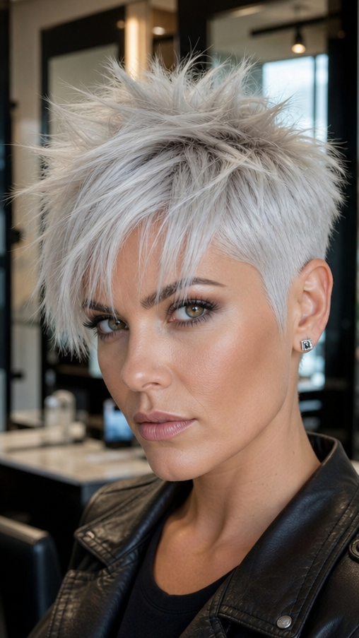 Frosted Silver Platinum Pixie Hair