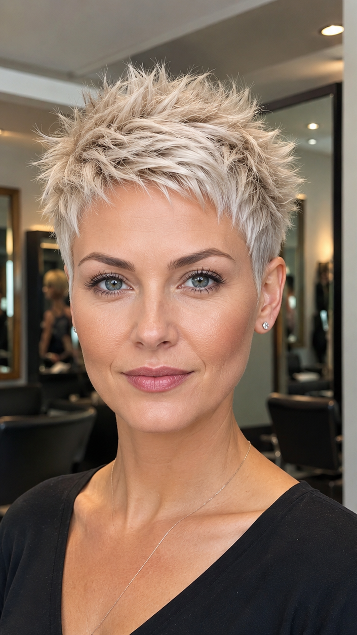 86 Short Shaggy, Spiky, and Edgy Pixie Hairstyles Icy Platinum Frost Hair