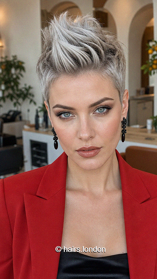 94 Short Shaggy, Spiky, and Edgy Pixie Hairstyles Frosted Platinum Silver Hair