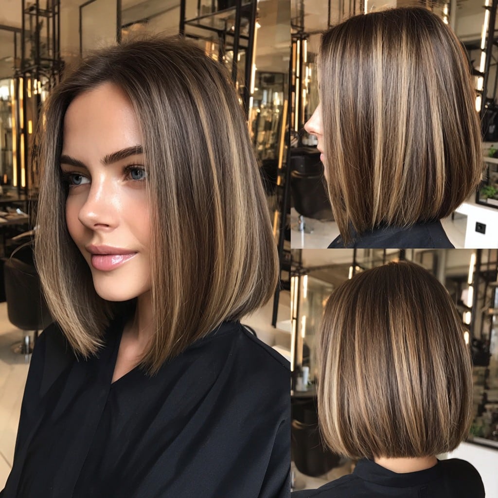 Brunette with Honey Highlights Hair