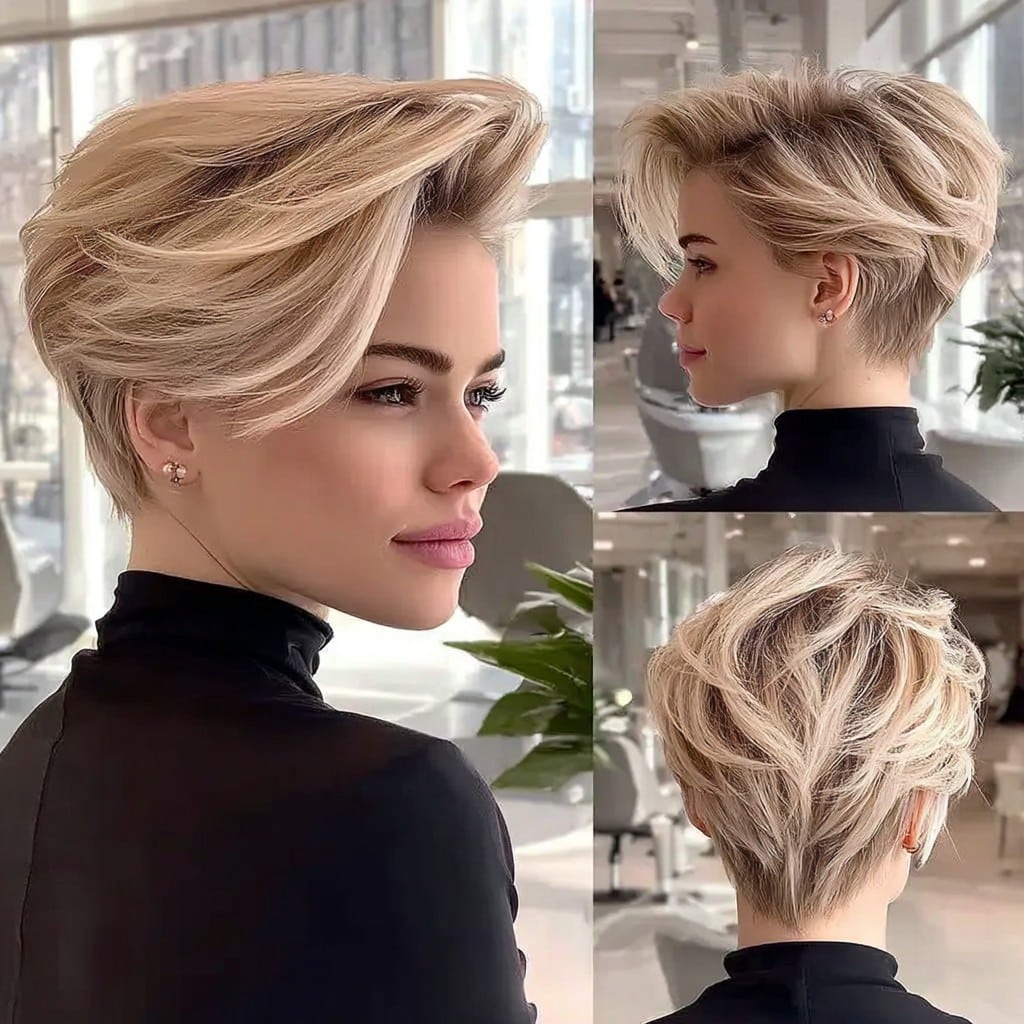 Champagne Blonde Pixie Hair