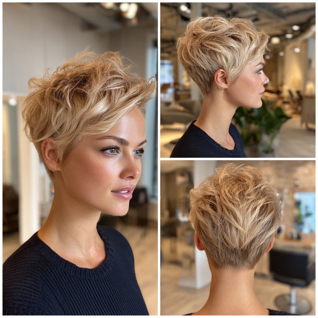 Golden Honey Blonde Pixie Hair