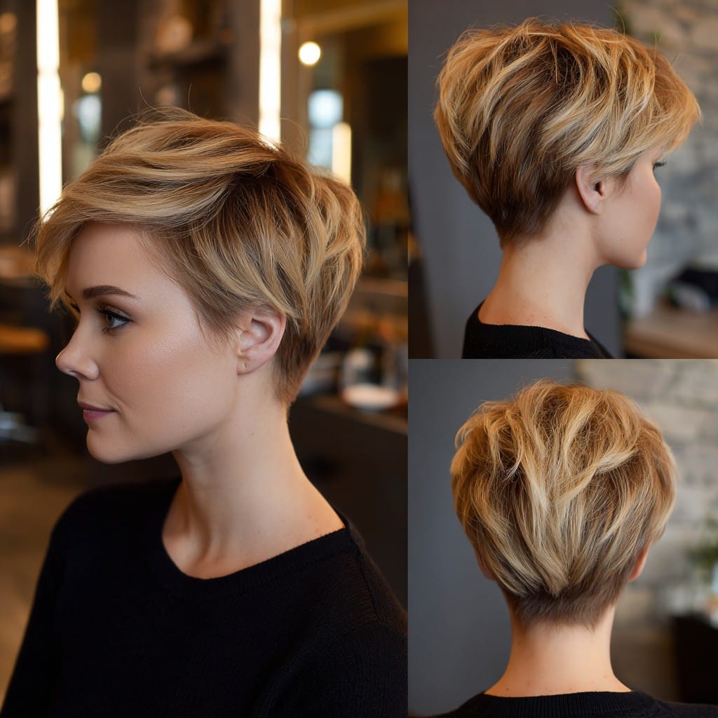 Honey Blonde Pixie Hair