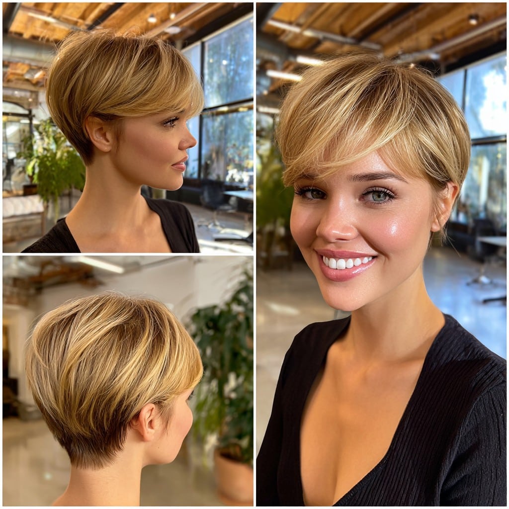 Honey Blonde Pixie Hair