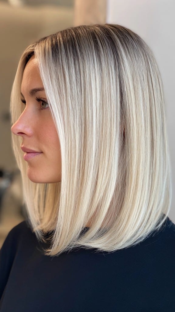 Icy Blonde Long Bob Hair
