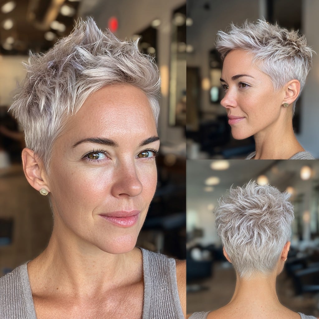 Icy Platinum Spiky Pixie Hair
