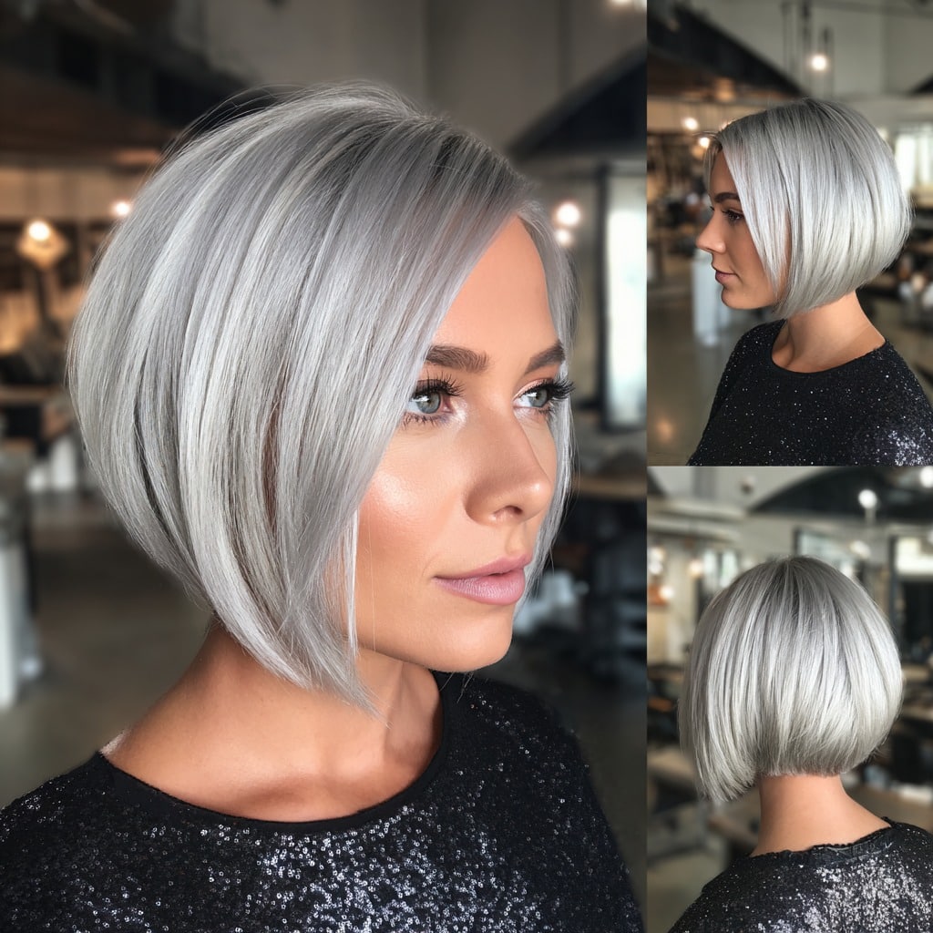 Icy Silver Bob Hair
