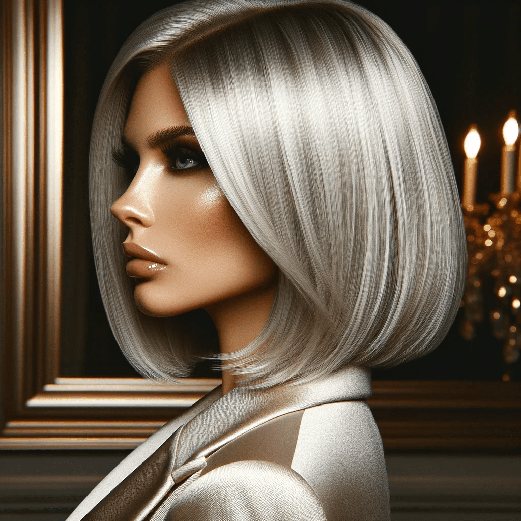 Icy Silver Layered Bob