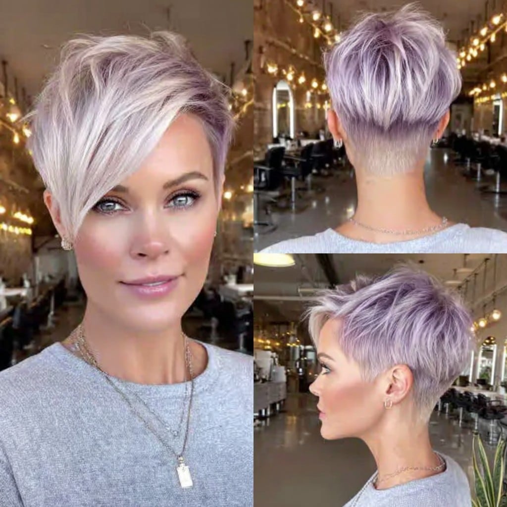 Lavender Blonde Pixie Hair
