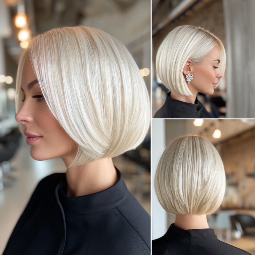 Platinum Blonde Graduated Bob Hair