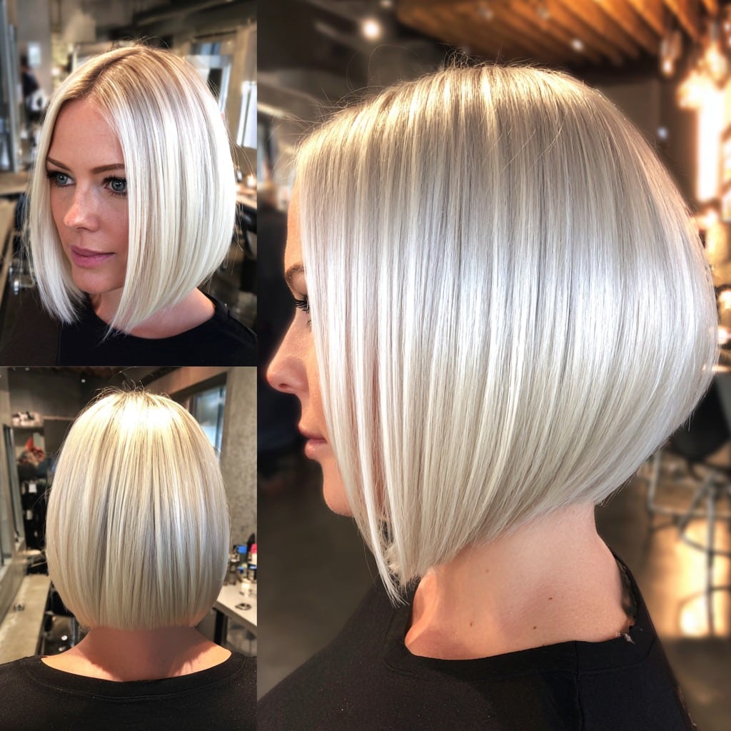 Platinum Blonde Inverted Bob Hair