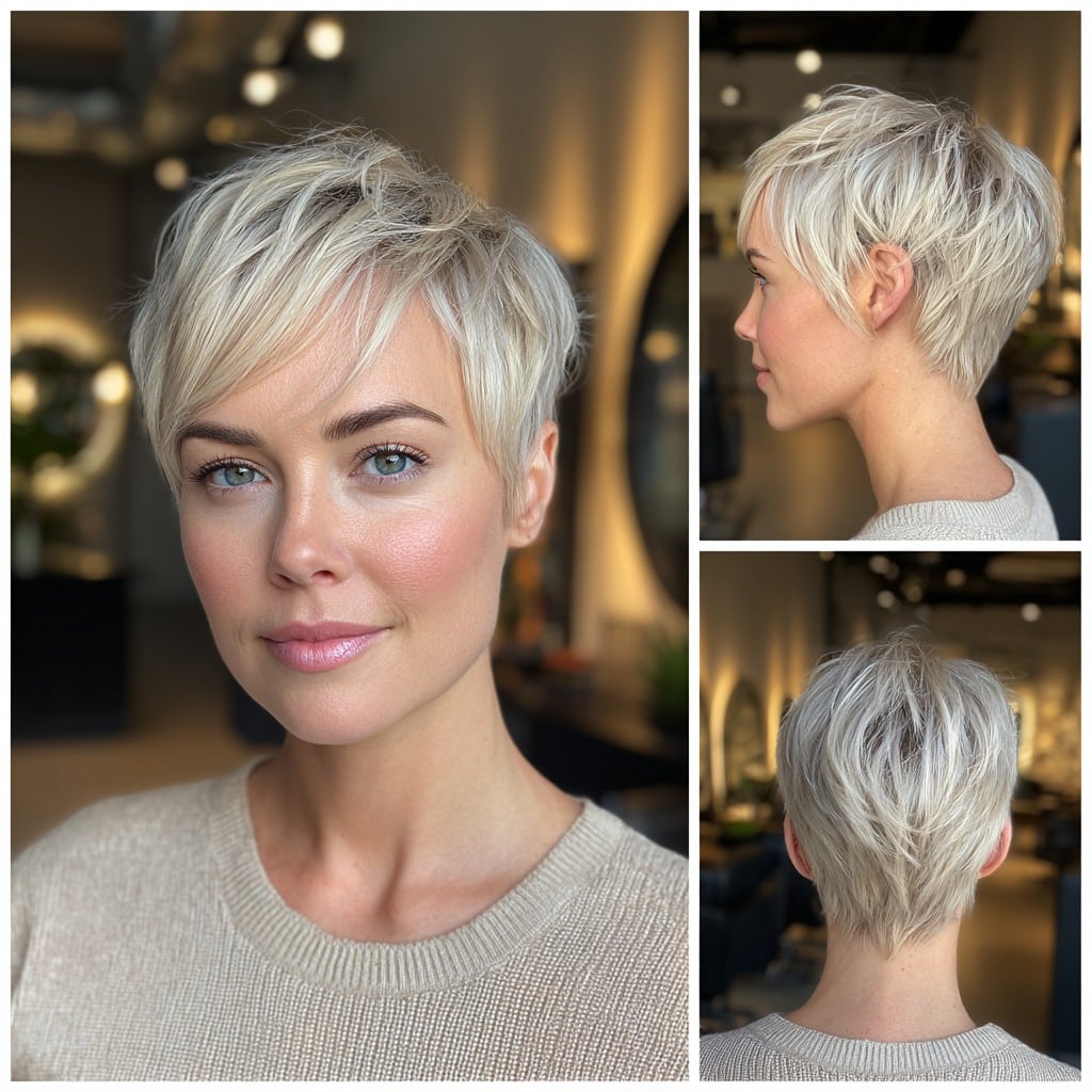 Soft Pearl Blonde Pixie Hair