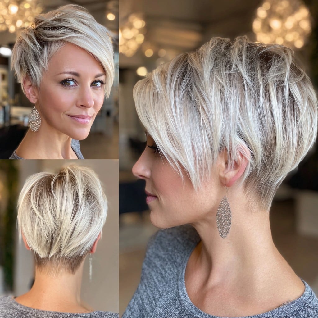 Textured Platinum Pixie Hair