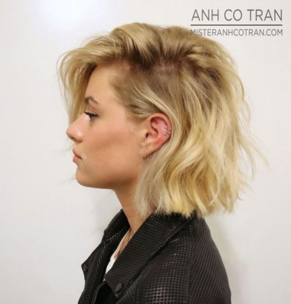 A-Line Bob Hairstyle With A Deep Side Part
