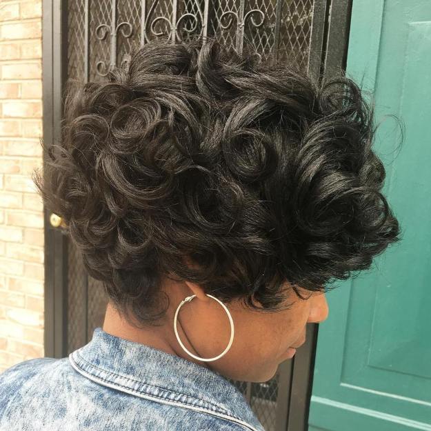 African American Long Curly Pixie