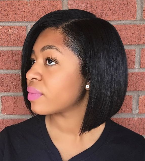 African American Straight Side-Parted Bob