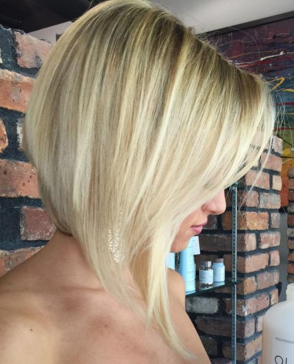 Angled Blonde Bob