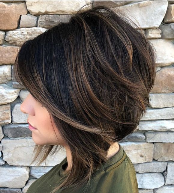 Angled Brown Balayage Bob