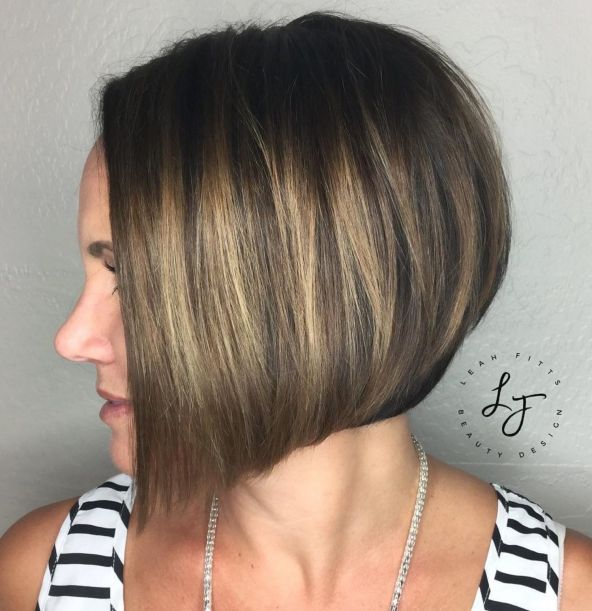 Angled Brown Bob With Subtle Balayage