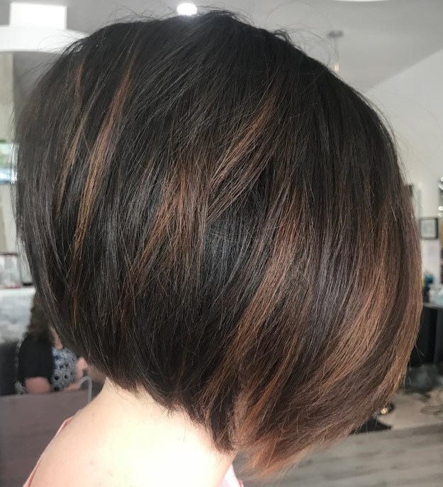 Angled Layered Black and Brown Bob