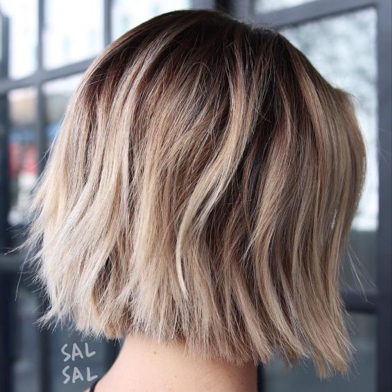 Ash Blonde Choppy Straight Cut Bob