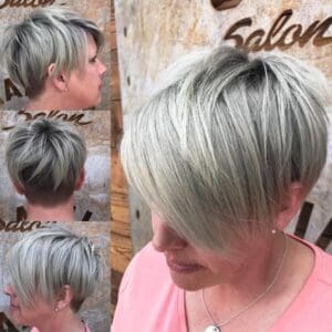 Ash Blonde Undercut Pixie With Long Bangs