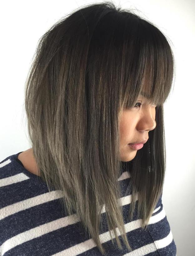 Asian Angled Bob With Fringe