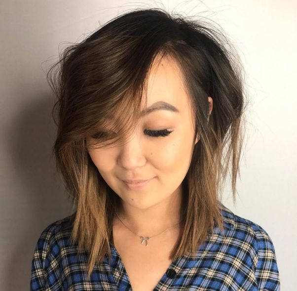 Asian Brunette Subtle Ombre Bob