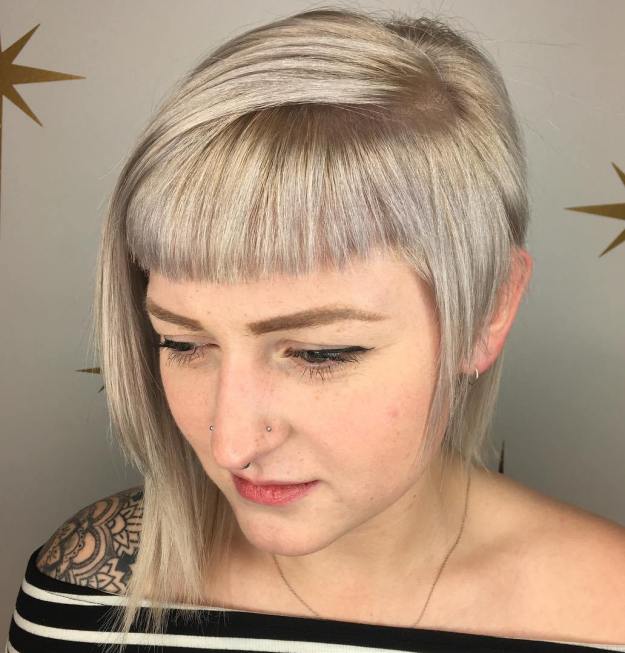 Asymmetrical Blonde Bob With Cropped Bangs