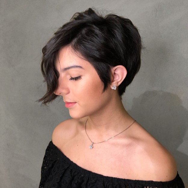 Asymmetrical Brunette Pixie