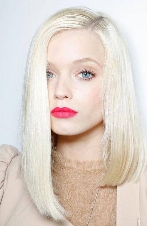 asymmetrical platinum blonde lob