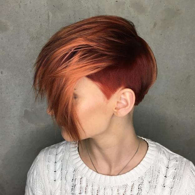 Auburn Pixie With Temple Undercut