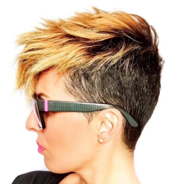 Black And Blonde Short Choppy Pixie