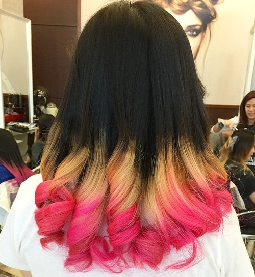 black, blonde and pink hair color