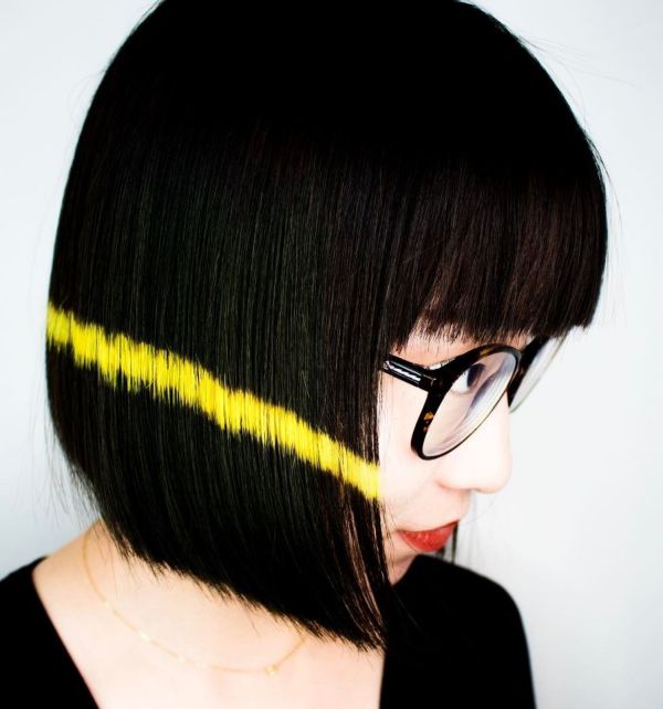 Black Blunt Asian Bob With Bangs