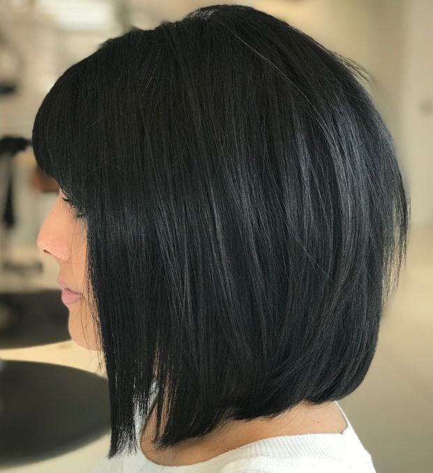 Black Bob with Bangs for Straight Hair