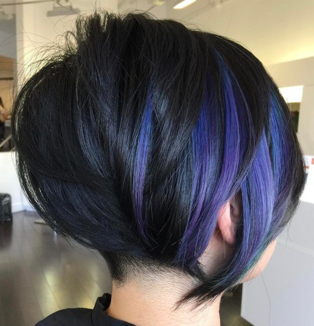 Black Bob With Purple Balayage