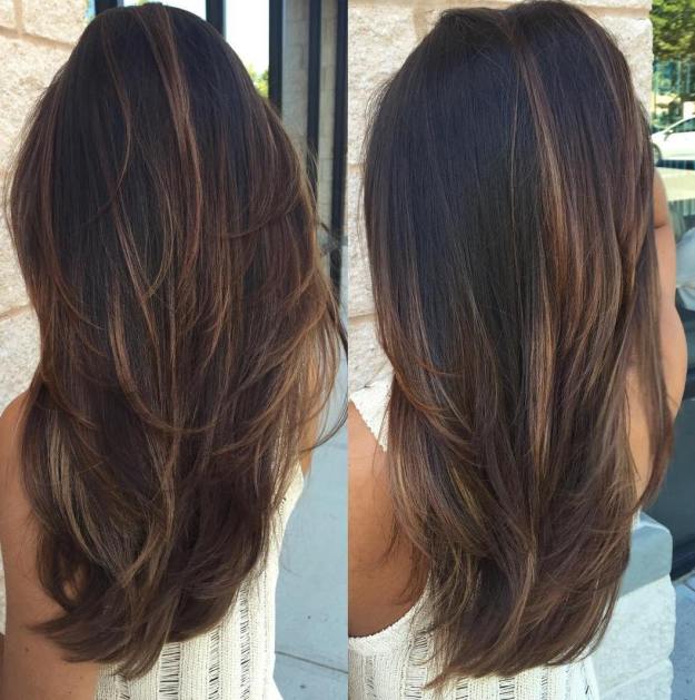 Black Hair With Chocolate Balayage