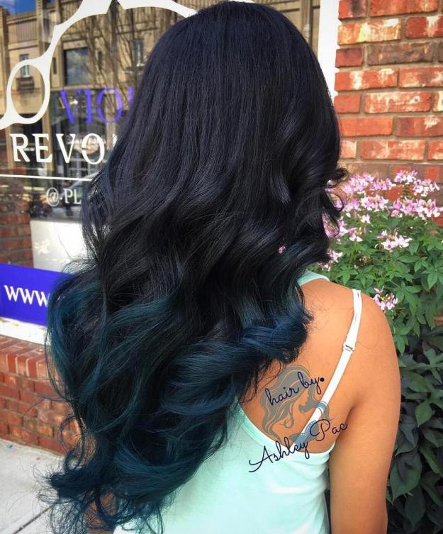 Black Hair With Dark Blue Ends