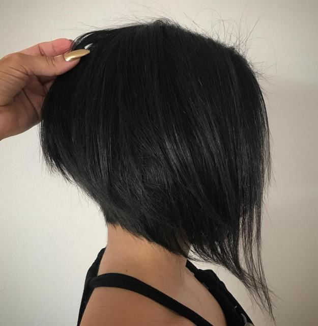 Black Layered Angled Bob