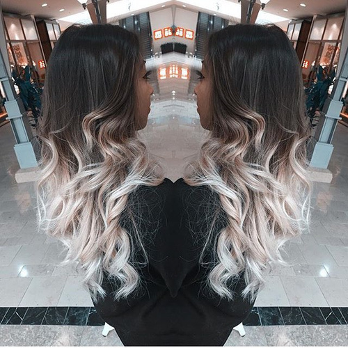 black to ash blonde ombre for long hair