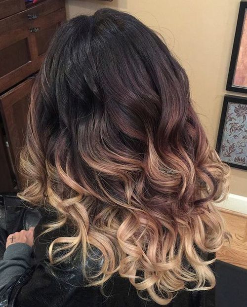black to blonde curly ombre hair